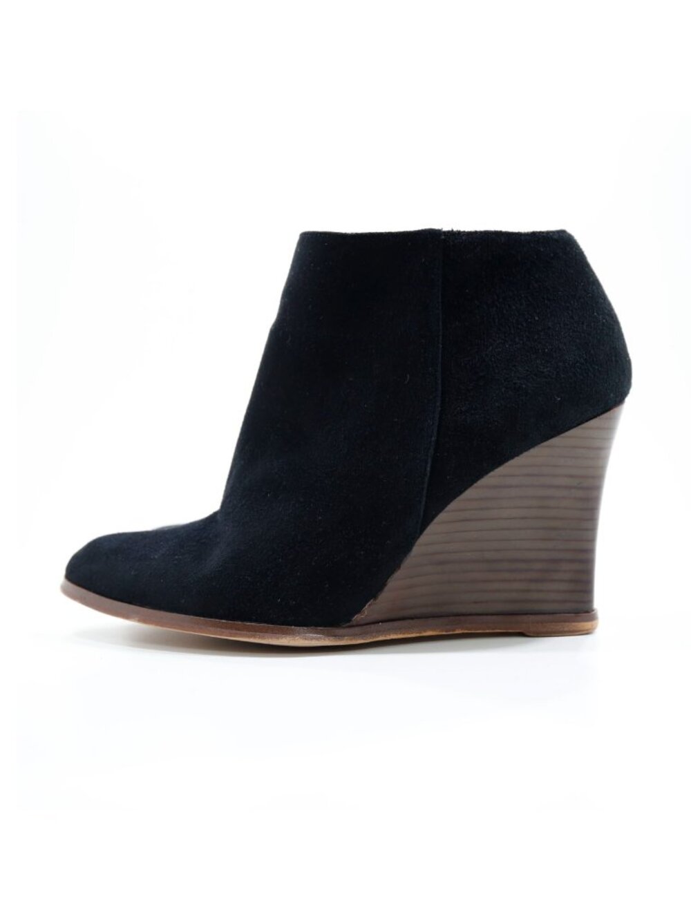 Halogen Selbi Black Suede Leather 4" Wedge Heel Booties - 9.5
